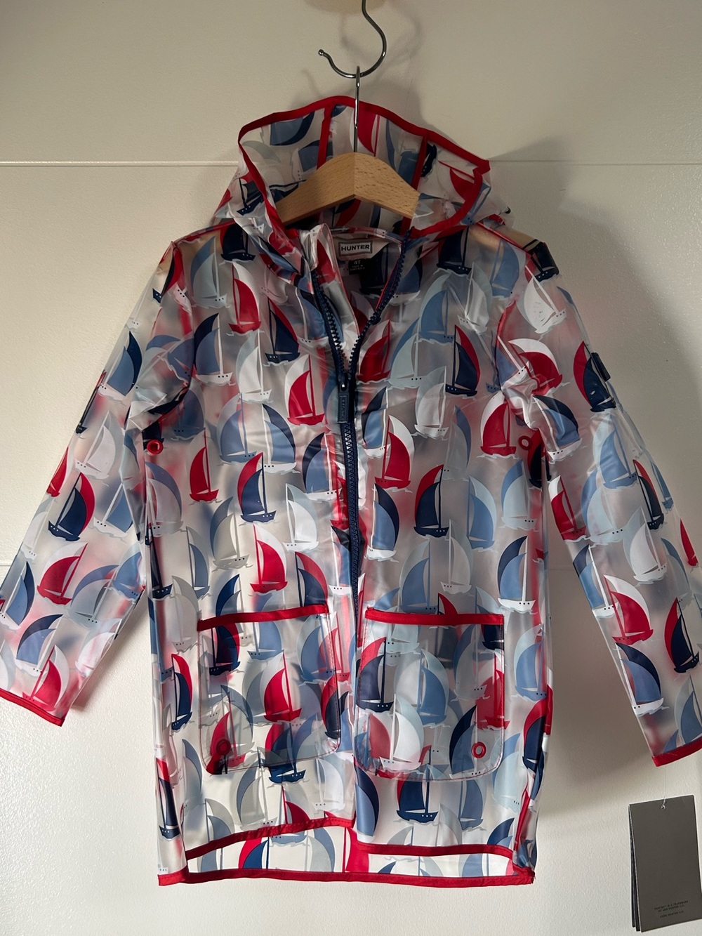 NEW Hunter Kids Clear Sailboat Raincoat